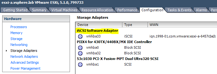 vsphere iscsi client storage adapters