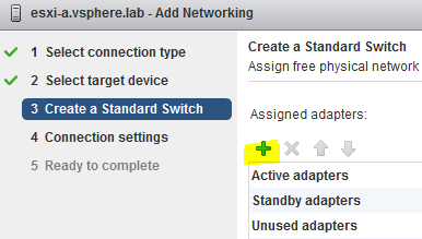 vsphere standard network switch web client create a svs